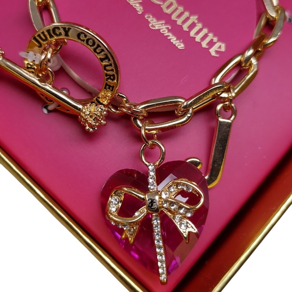 Juicy Couture Heart Stone J Gold Charm Bracelet - Picture 2 of 4